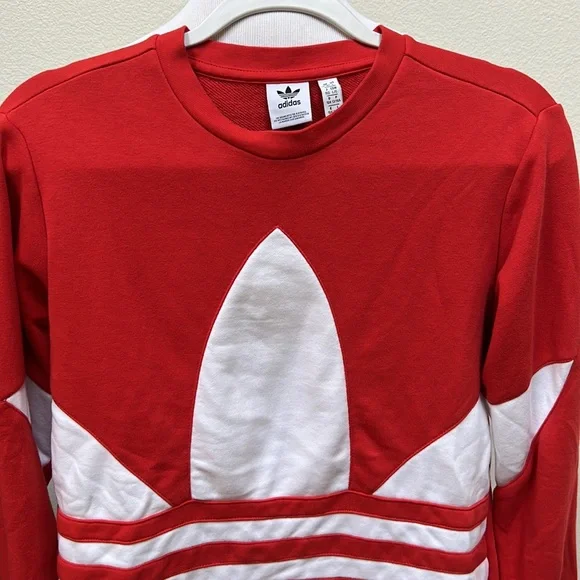 Adidas Red and White Logo Crewneck Sweatshirt Youth Sz Large - Picture 2 of 11